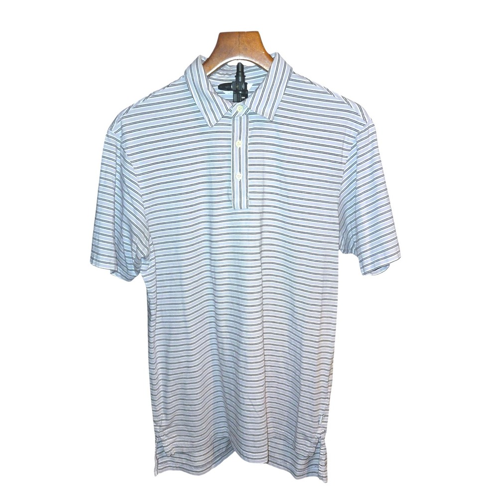 Oobe Polo Shirt Mens Medium Purple Striped Short Sleeve Cotton Blend OB1206